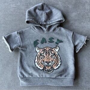 Grayson Mini 12M Tiger Hoodie Gray Short Sleeve Pullover Baby Boys Graphic